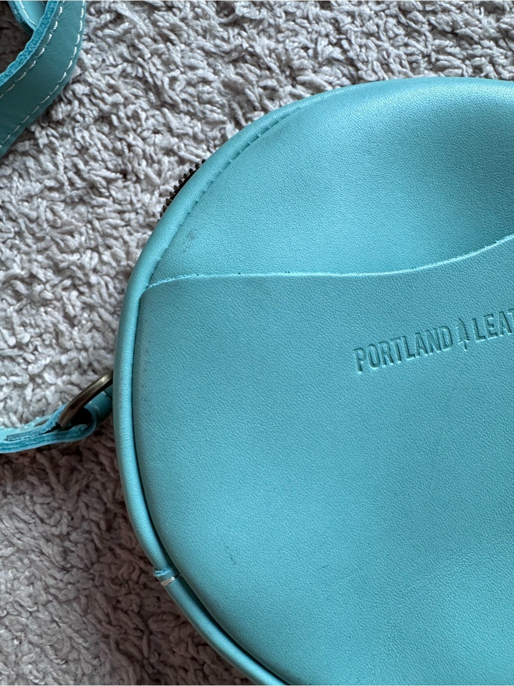 Portland Leather Mint Round Crossbody Purse - Picture 2 of 7